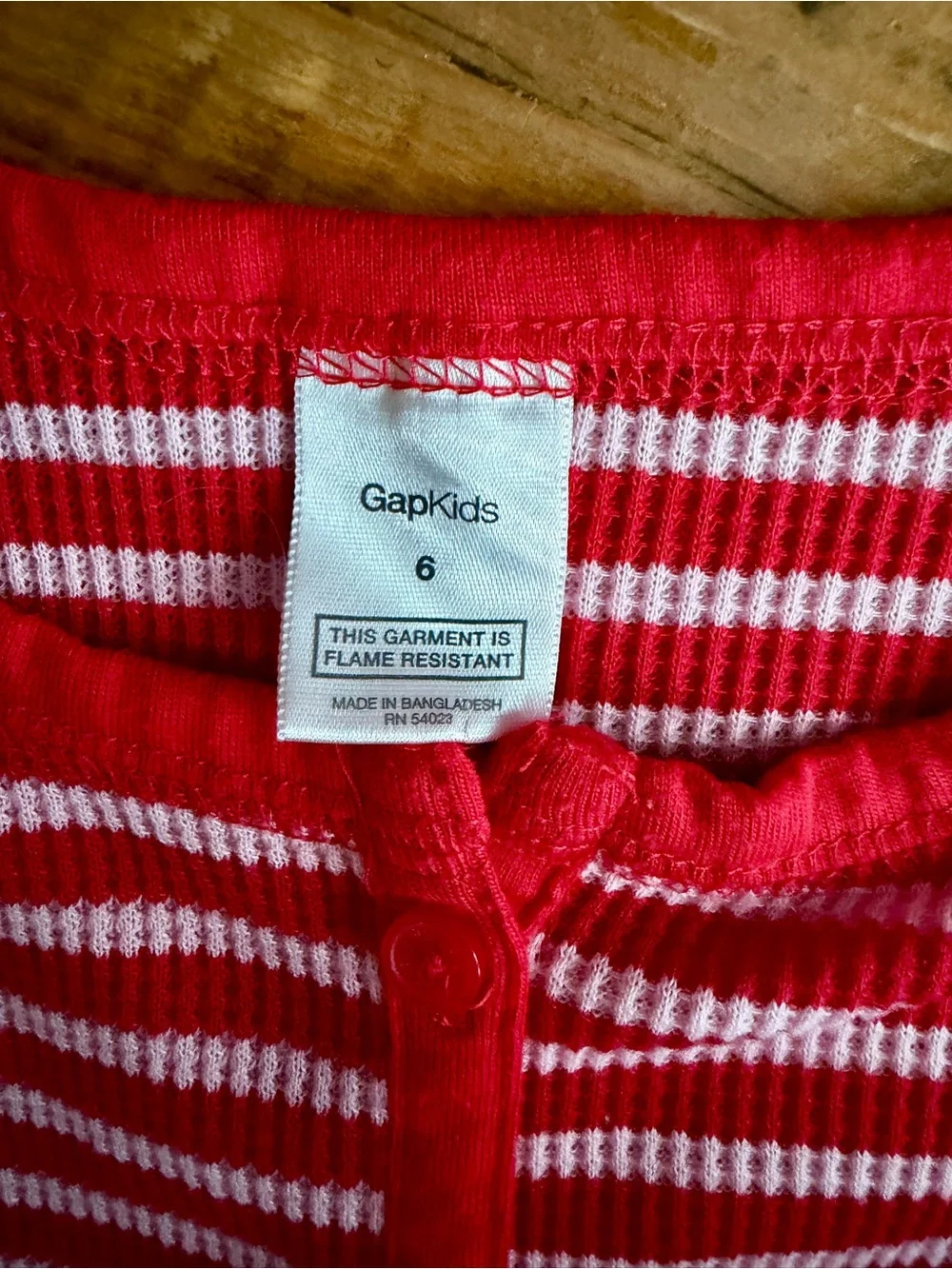 GAP Red and Pink Striped Girls Pajamas Thermal/Long Jon style Size 6